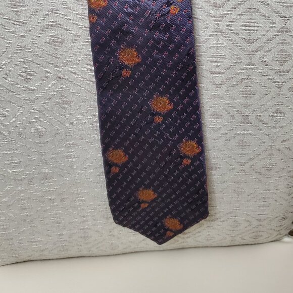 Villa Bolgheri Italia Luxury Silk Tie Blue Purple Geometric Jacquard Italy - Picture 1 of 4